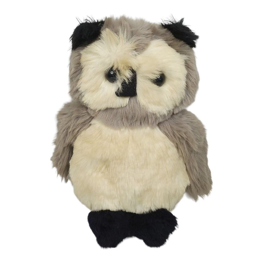Vintage Toyland Gray Off White Owl Plush 12" Stuffed Animal Toy Made In Israel